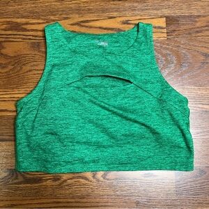 Aerie Green Cut Out/Keyhole Built in Bra crop top size XL